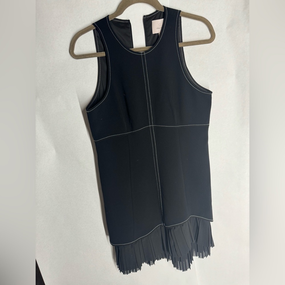 Cinq a sept Black A line dress with pleated underlay size 4